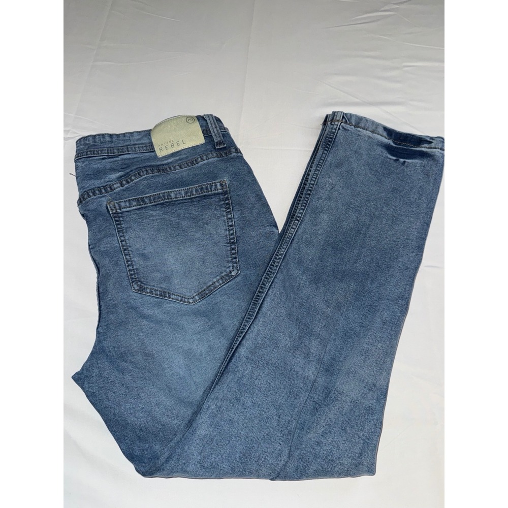 Artful Rebel Mens Slim Straight Jeans 36x30 Medium Wash Blue Stretch Denim